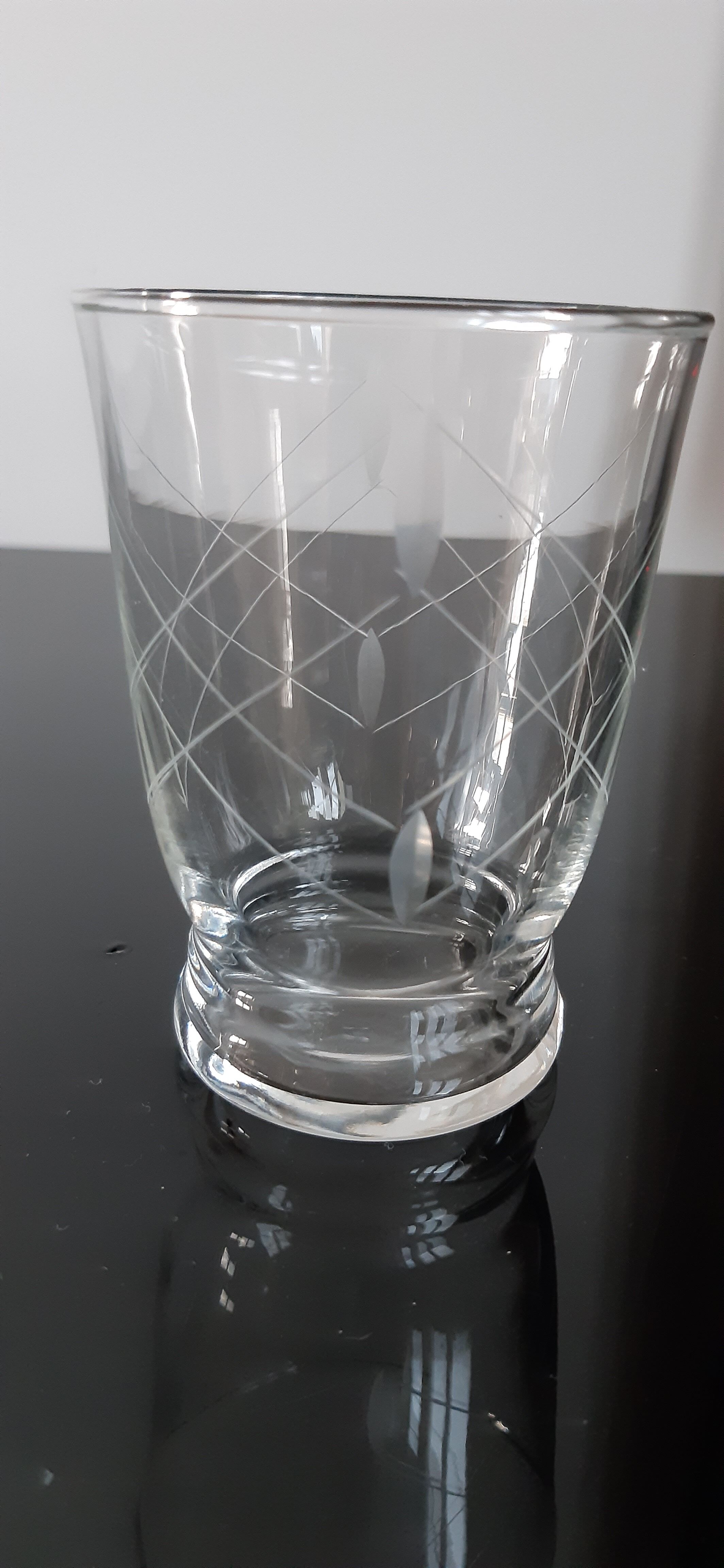 Set of 8 crystalline water glasses engraved 50s
