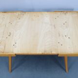 1960s Beech Coffee Table with Glass Top , Czechoslovakia