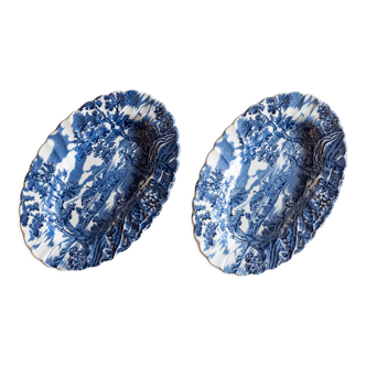 2 old English raviers Myott England, blue décor
