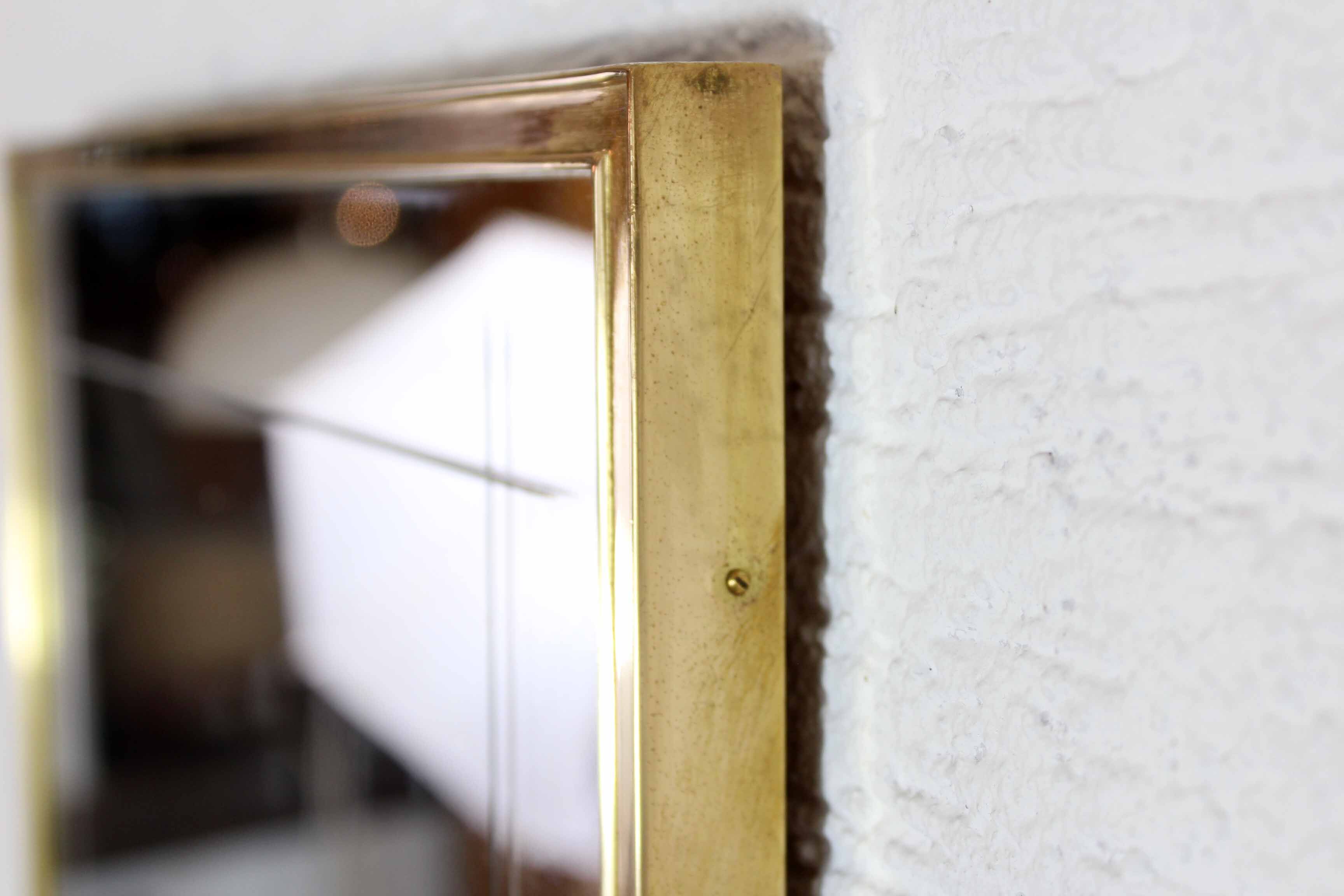 Vintage mirror engraved brass frame - 80x40cm