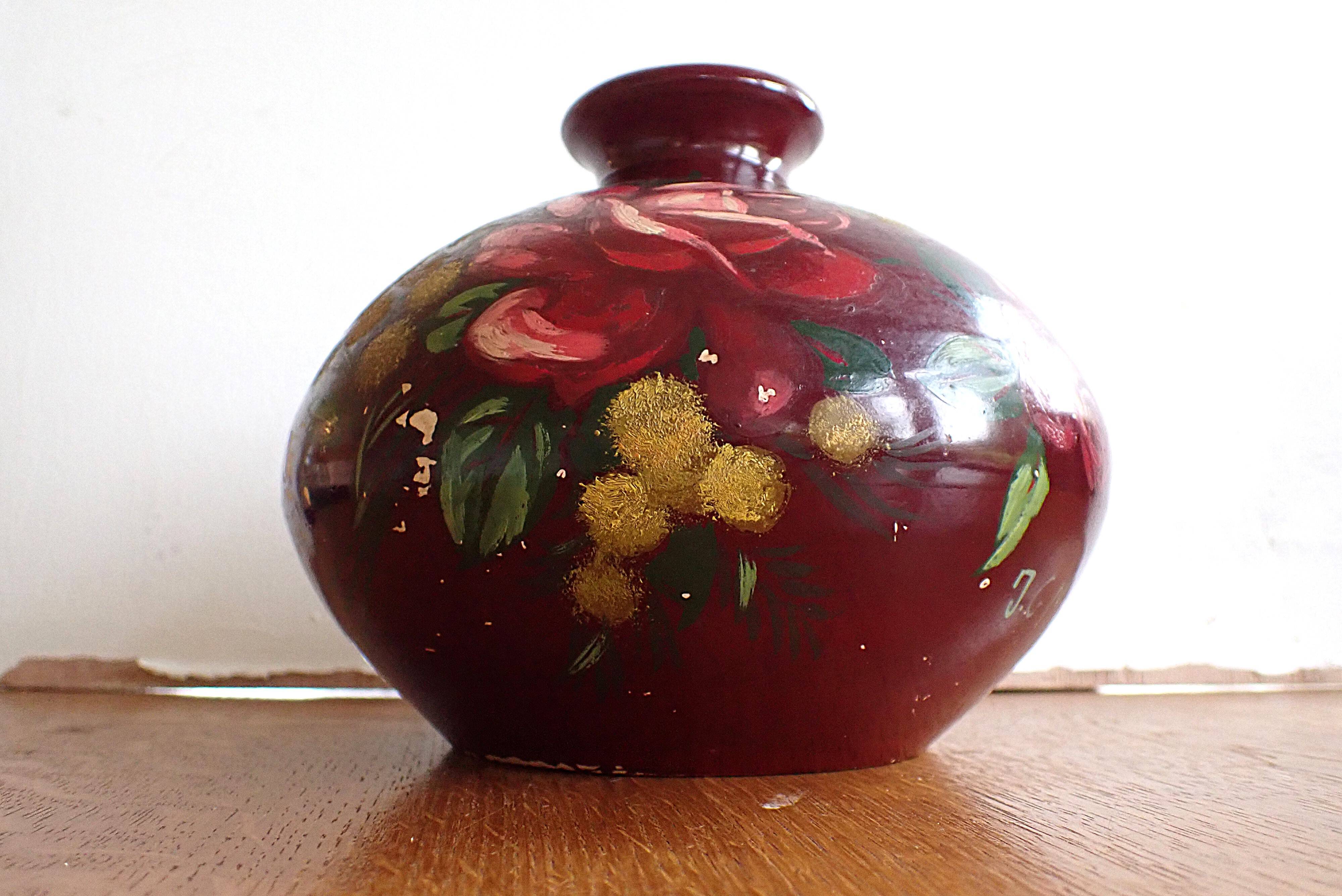 Hand-painted vase signed j.g. maire - 1920s/30s