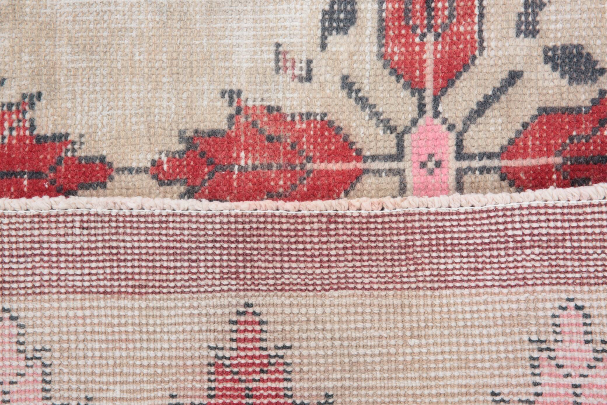 4x8 Star Pattern Burgundy Turkish Vintage Rug, 140x237Cm