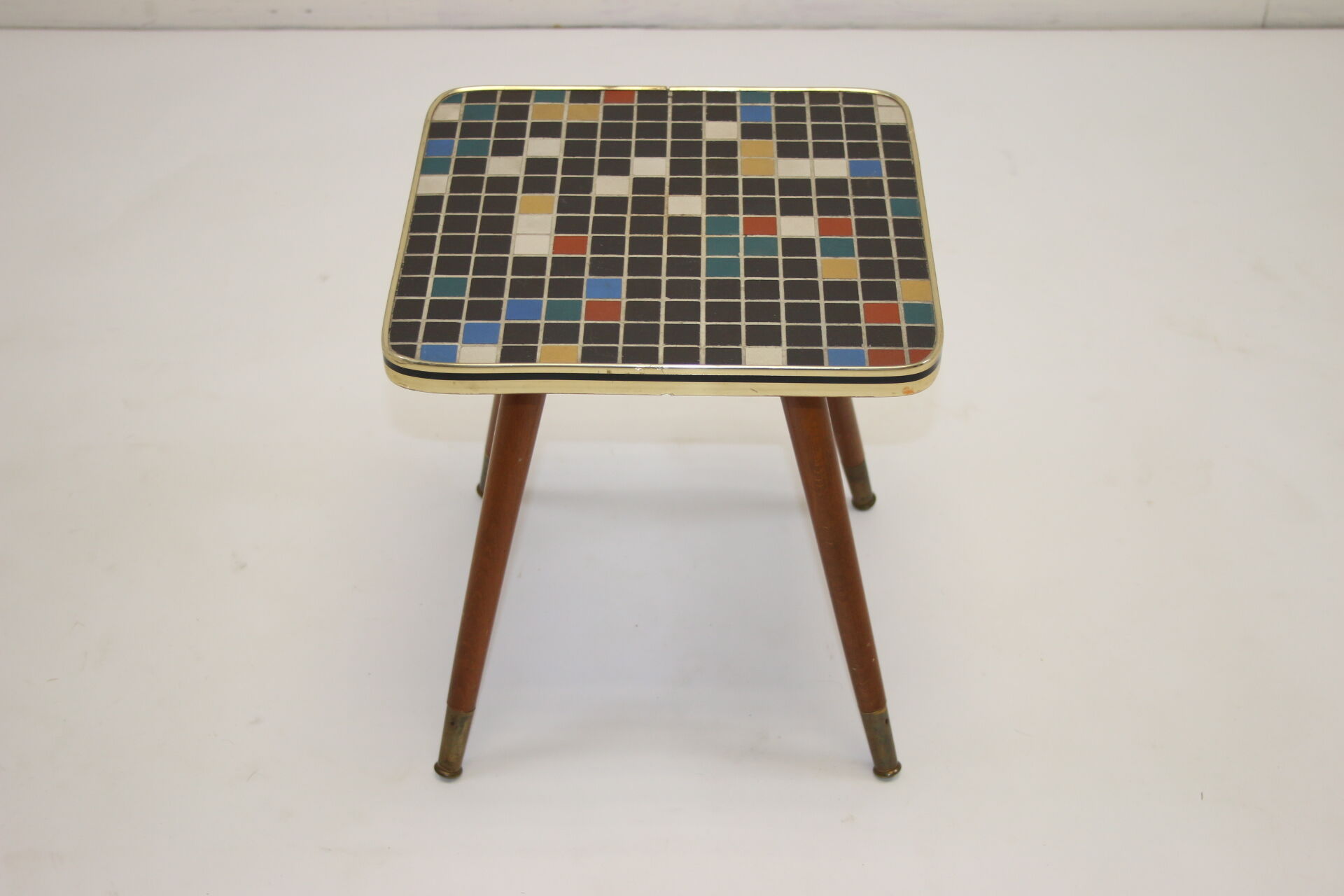 Vintage side table with mosaic tile top 4 sides