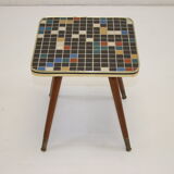 Vintage side table with mosaic tile top 4 sides