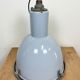 Bauhaus grey enamel industrial pendant lamp with glass cover, 1950s