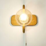 Kaiser Leuchten, wood and glass wall lamp from the 70s.