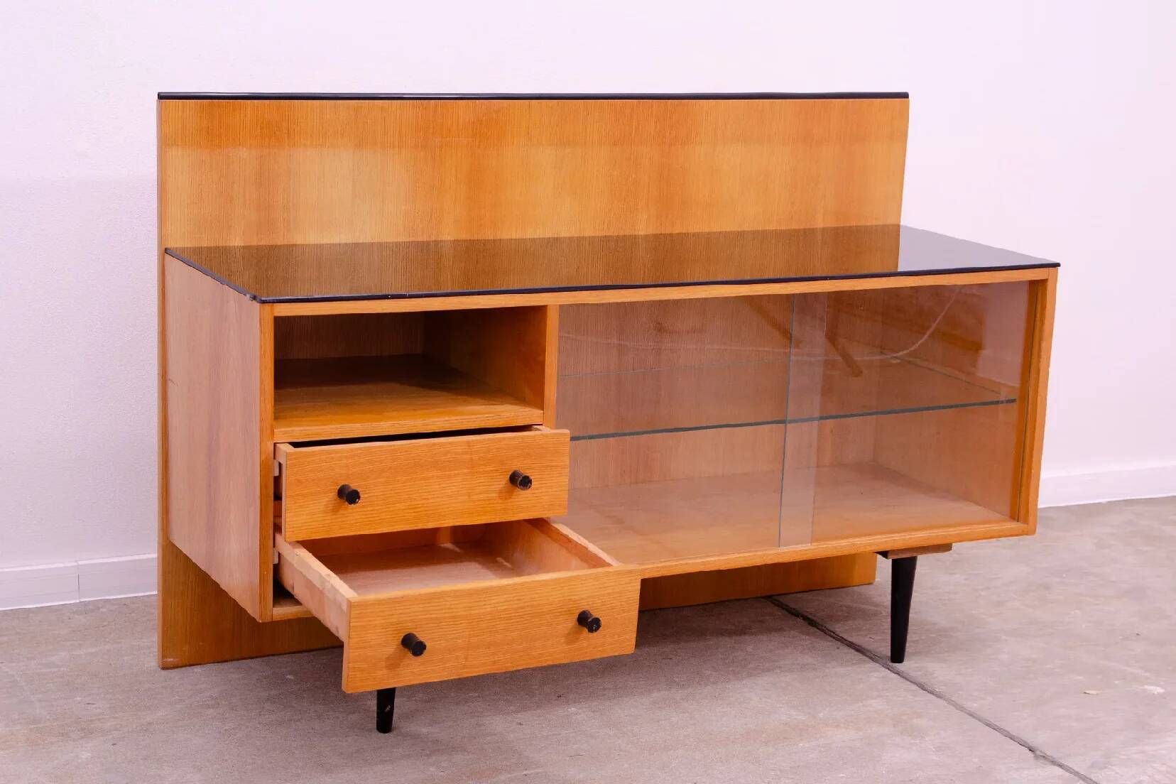 Mid-century glazed cabinet bookcase by Mojmír Požár