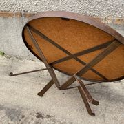Roche Bobois in 1970s ceramic and wrought iron round coffee table