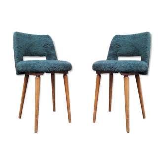 Pair of chairs feet green compass and fake furs