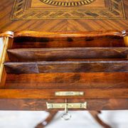 Table de couture antique Louis Philippe avec plateau marqueté, 1860