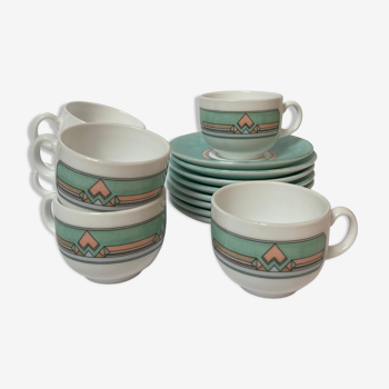 Pastel-patterned coffee service