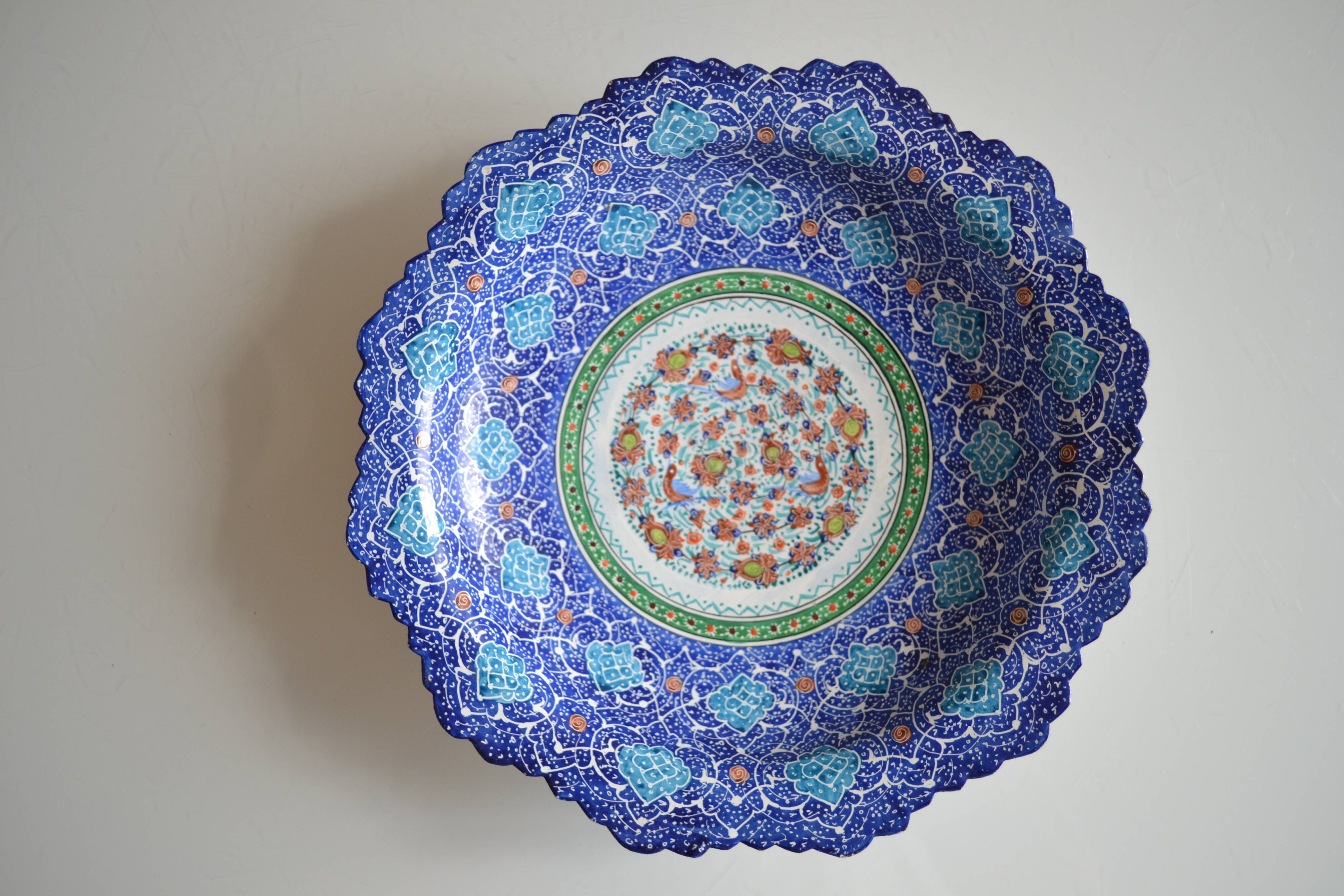 Islamic art enamel metal dish