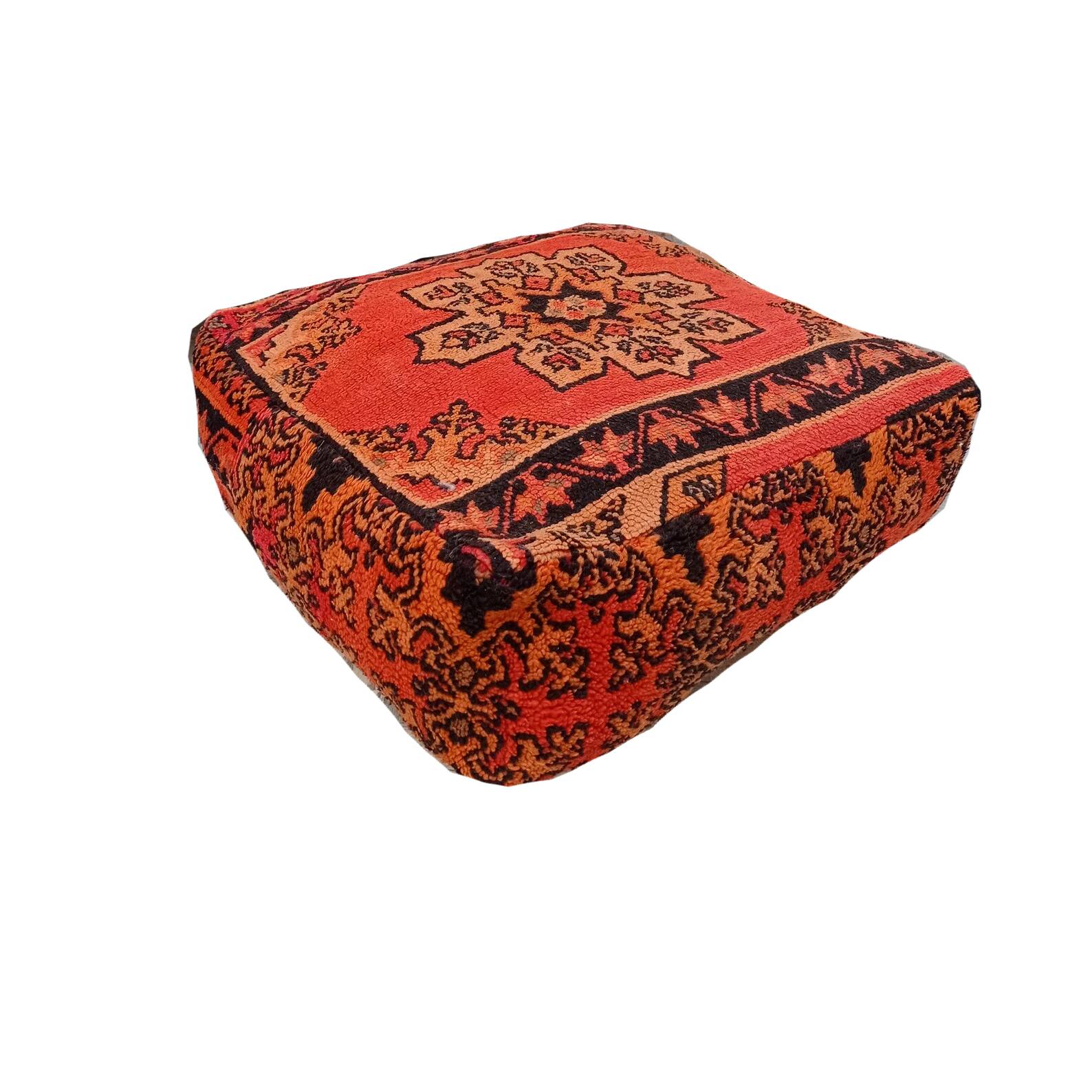 Handmade Berber pouf in wool 60 X 60 X 20 CM