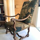 Louis XIII armchair called sheep's bones with aubusson tapestry