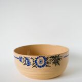 Badonviller beige salad bowl with blue flowers, 1950
