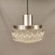 Beautiful hanging lamp in aluminium and hard-pressed crystal glass, probably Swedish