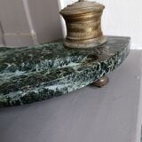 Ancien encrier, base marbre et encriers (x2)  en bronze ciselé, 19ème