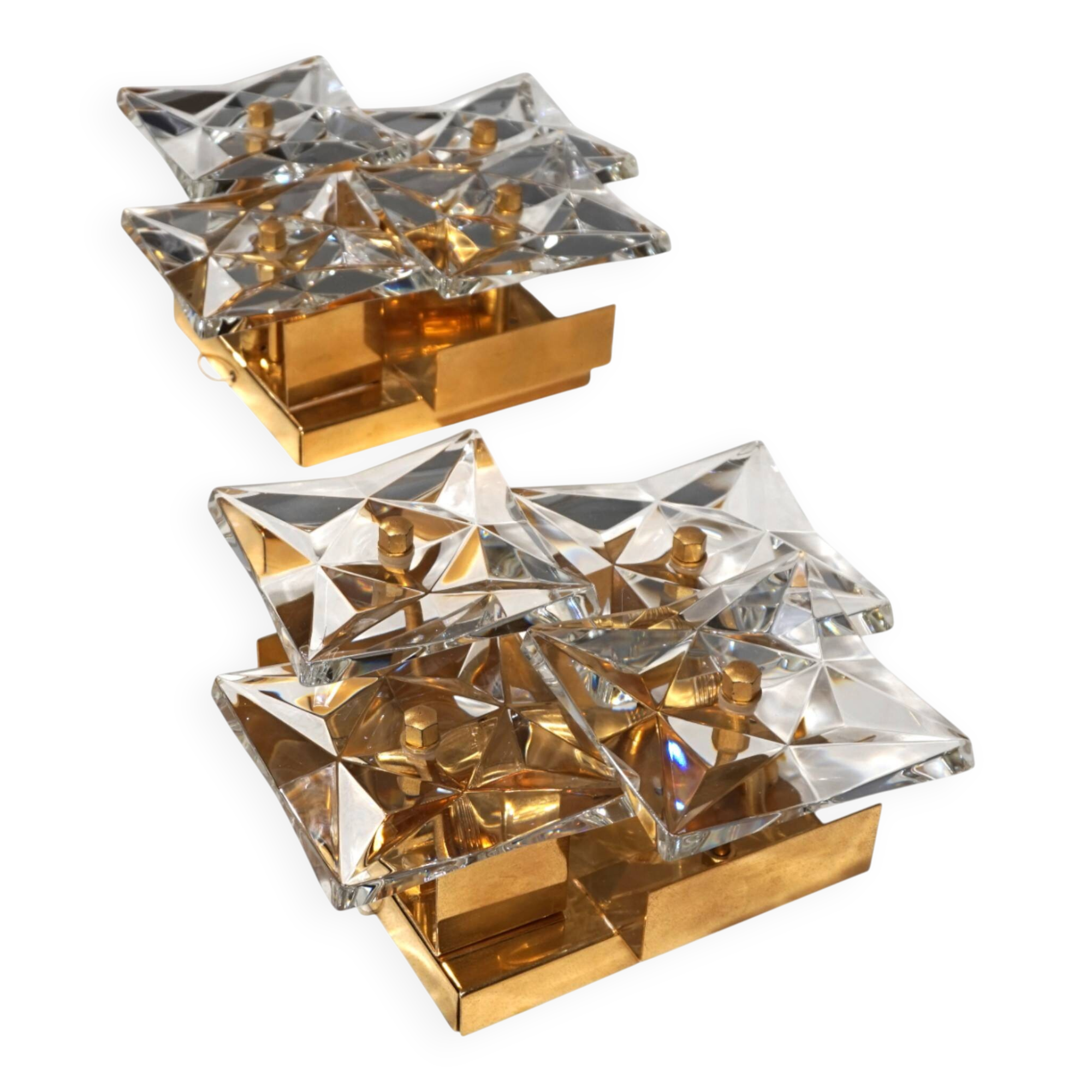 Set of 2 Kinkeldey Hollywood Regency crystal wall lamps, 1970