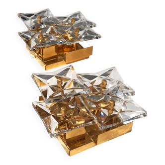Set of 2 Kinkeldey Hollywood Regency crystal wall lamps, 1970