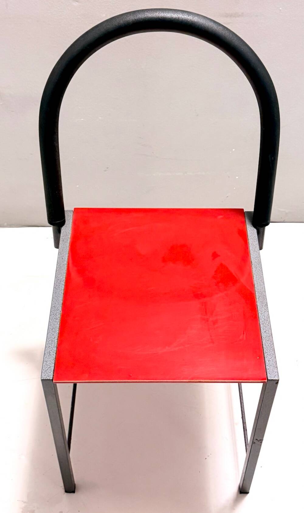 Ettore Sottsass style Red Vintage Side Chair, Laminate & Metal, Italy, 1980