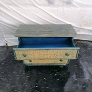 Maugrion chest of drawers in green and blue rattan
