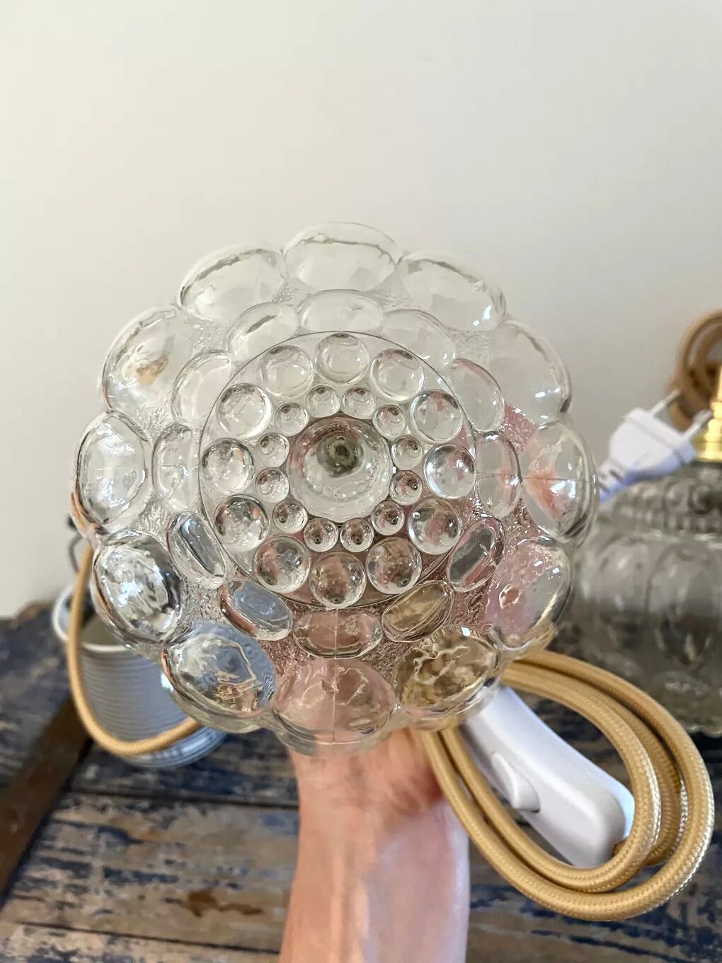 Set of two new electrified bubble globe lamps