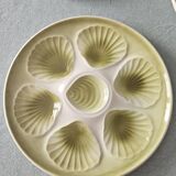 Lot of 8 vintage oyster plates moulin des loups - sage green - fran