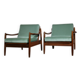 Fauteuils lounge en teck de style Mid-Century, Danemark, lot de 2, années 1960