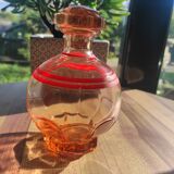 Vintage pink glass flask / bottle / carafe with matching stopper
