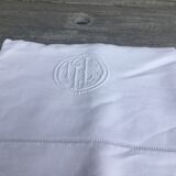 Old linen sheet/ MD monogram embroidered cotton