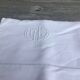 Old linen sheet/ MD monogram embroidered cotton