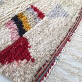 Moroccan Berber carpet Boujaad ecru with colorful patterns 263x185cm