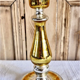 Old candle holder XIX gilded mercurized eglomised glass