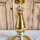 Old candle holder XIX gilded mercurized eglomised glass