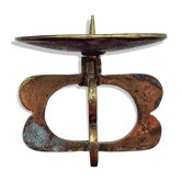 Brutalist candle holder in solid brass 1970s
