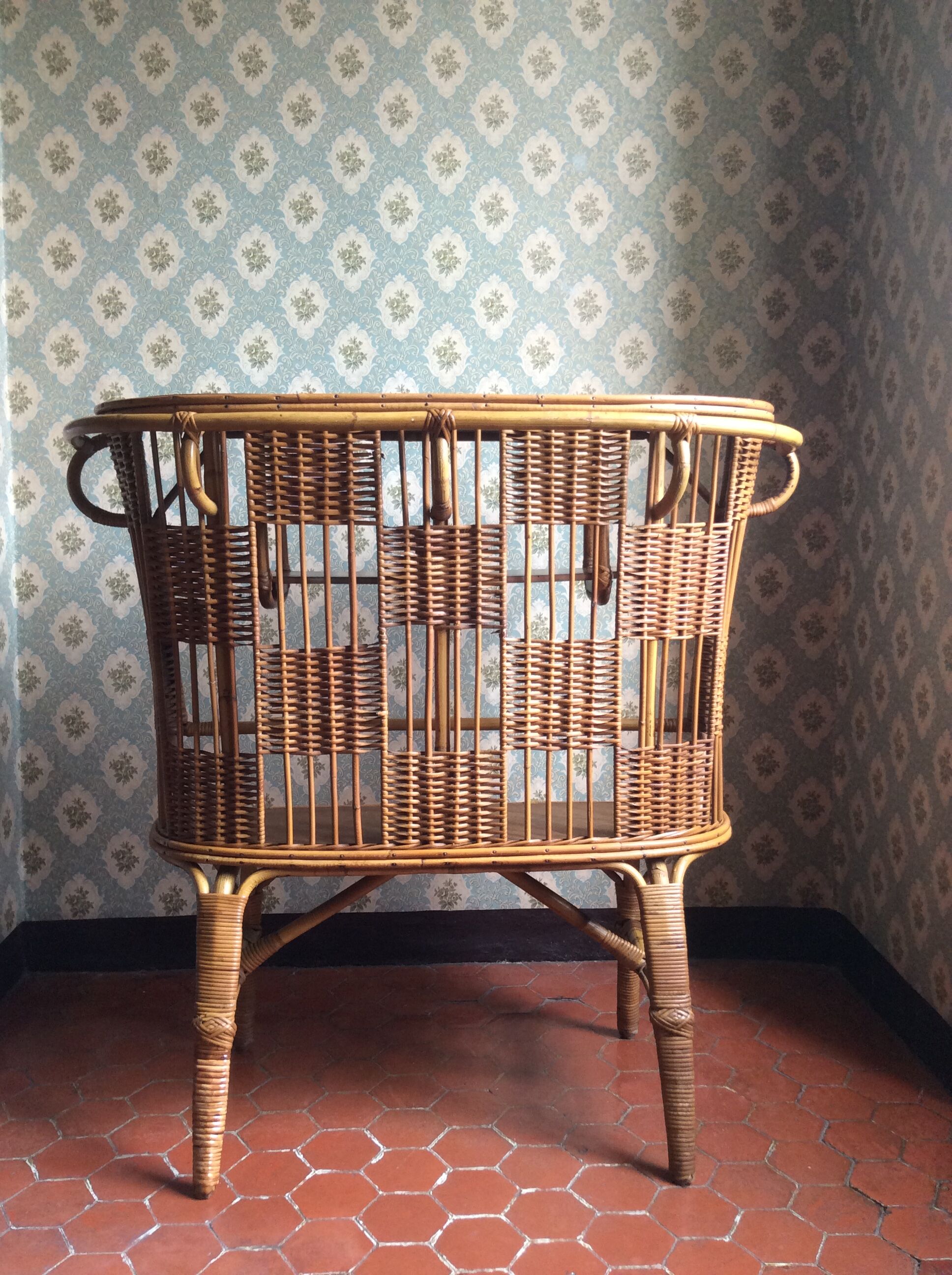 Bar vintage bambou et rotin années 60