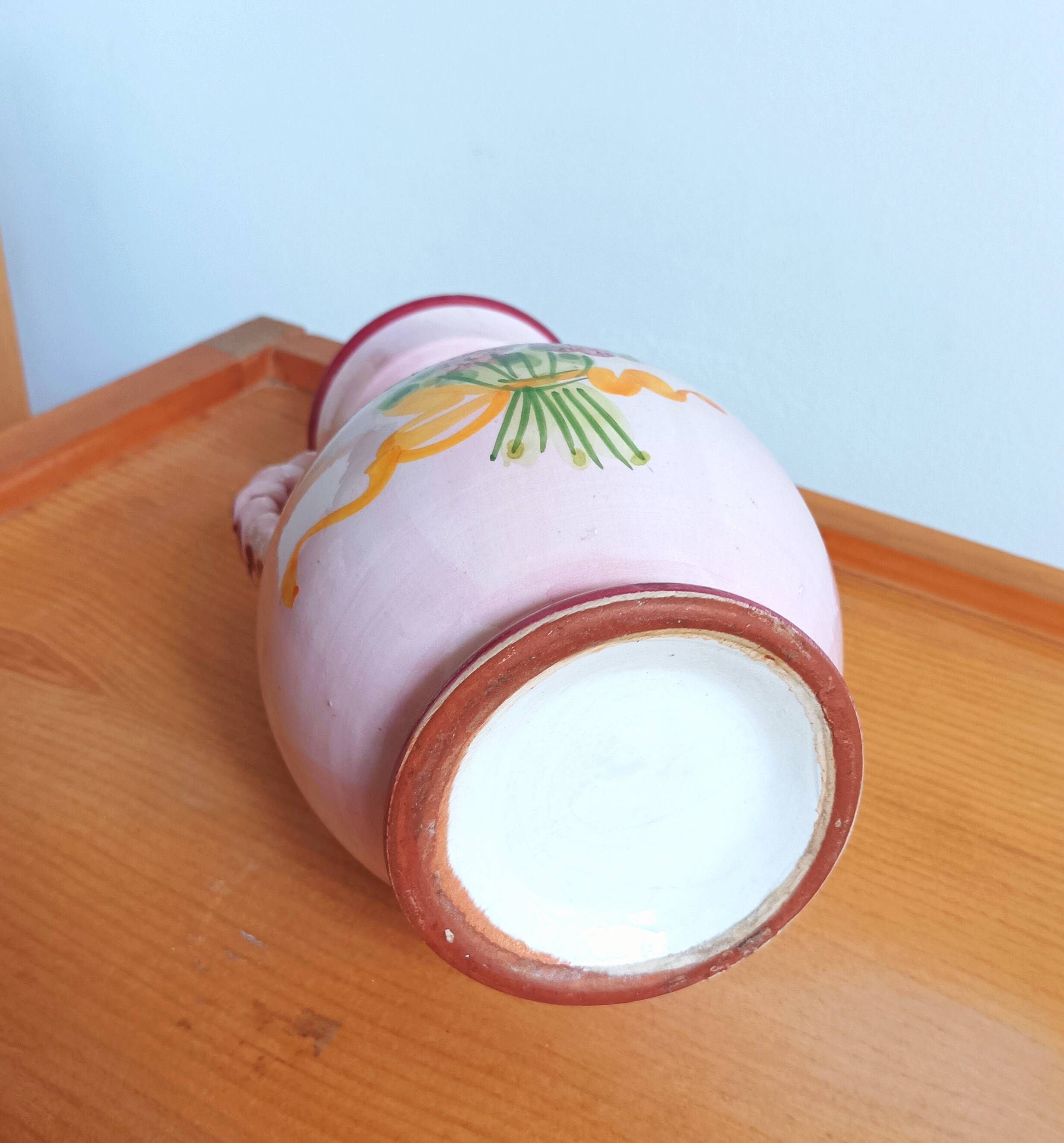 Double braided handle ceramic vase