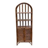 Large vintage concave shelf made of rattan and wicker