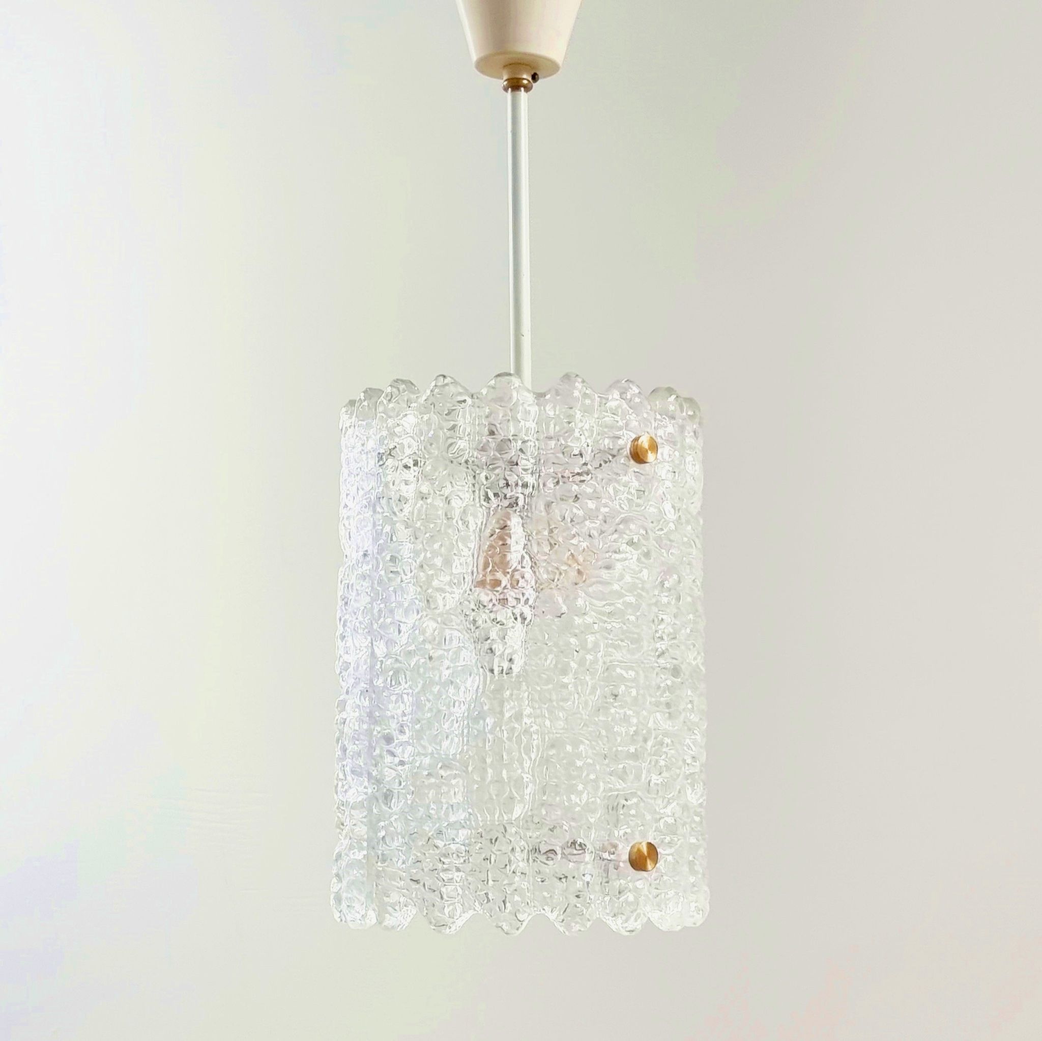 Scandinavian Brass & Glass Ceiling Light by Carl Fagerlund for Lyfa & Orrefors, 1960s