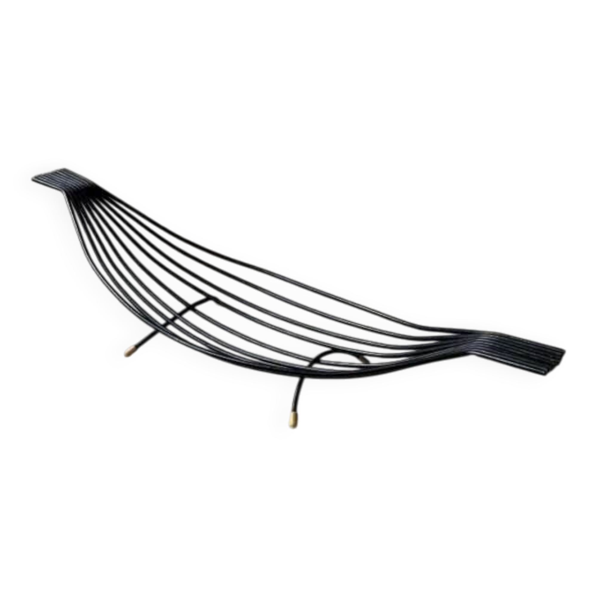 Corbeille à fruits en fil d'acier noire minimaliste années 50