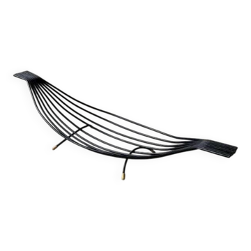 Corbeille à fruits en fil d'acier noire minimaliste années 50