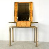 Console vintage en loupe avec miroir, 1970