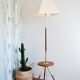 Lampadaire tripode bois et laiton