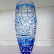 Large Vintage Nachtmann "Bamberg" Cobalt Blue Cut-to-Clear Crystal Vase
