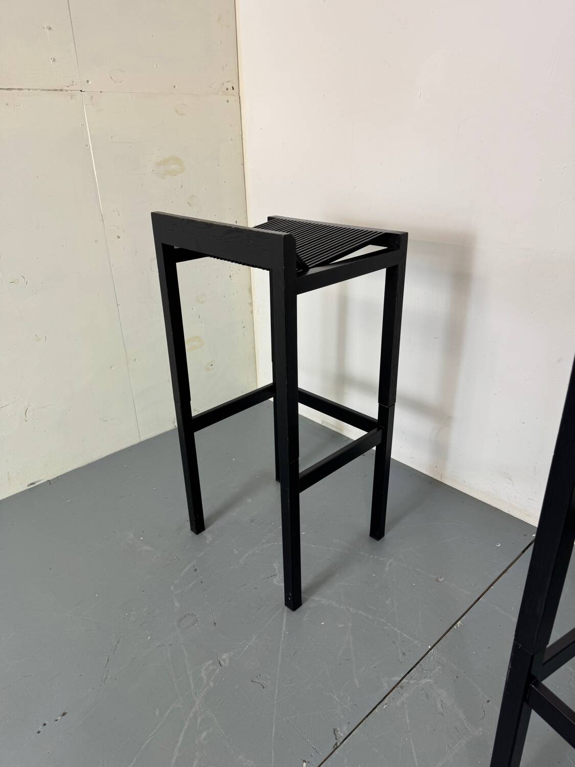 2 Modernist black Wood and Steel Bar Stools by Ruud Jan Kokke, 1980s