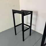 2 tabourets de bar modernistes en bois noir et acier par Ruud Jan Kokke, années 1980
