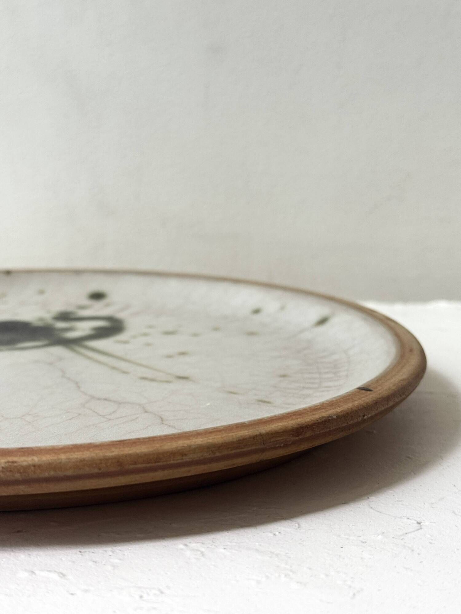 Large ceramic plate Pottery of La Colombe, France 1970