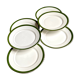 6 flat plates in white, green and gold porcelain