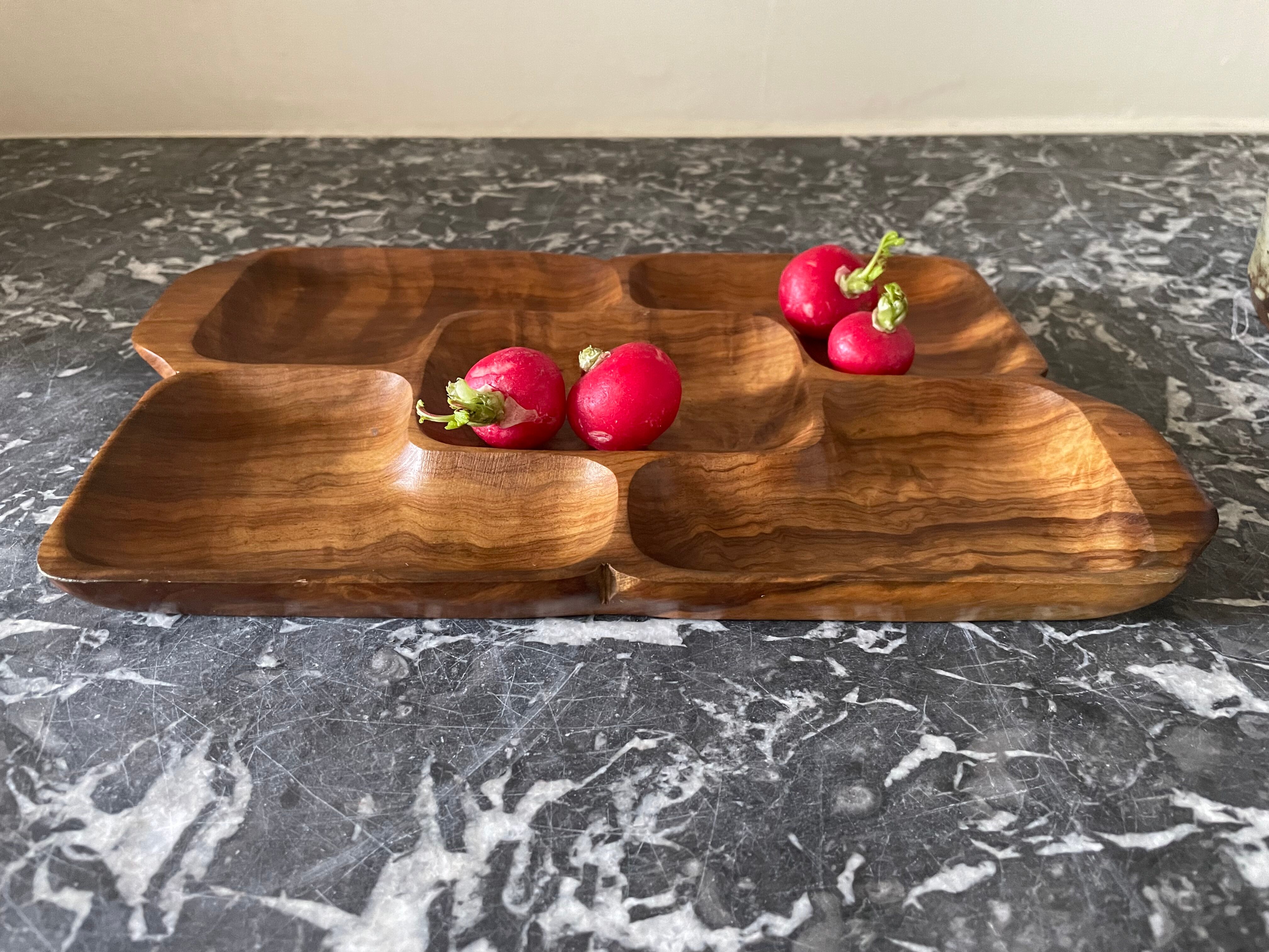 Wooden compartmentalized dish