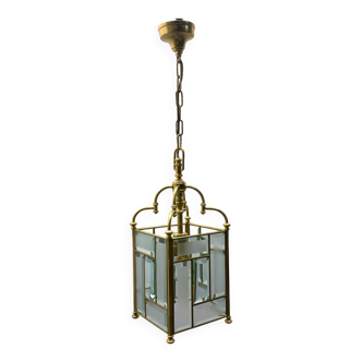 Brass Crystal Cut Light Pendant 1970’s